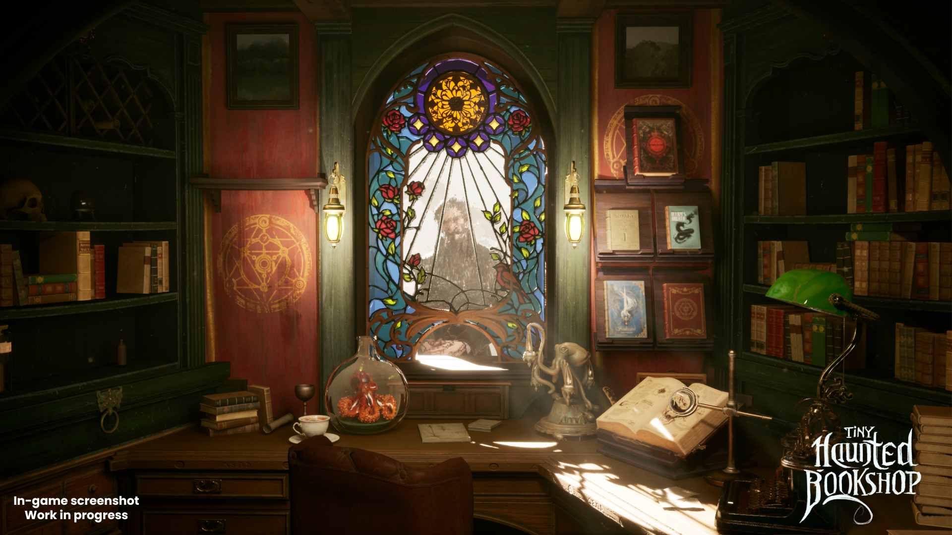 Daytime bookshop interior